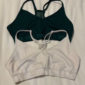 PINK Victoria's Secret Sports Bras - Dark Green and White Size- Medium